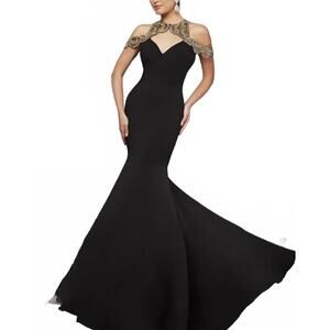 NEW TIFFANY EXCLUSIVES women's slim flare skirt dress in black gold